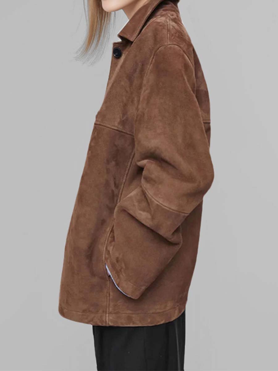 Women's Lapel Single Breasted Suede Jacket