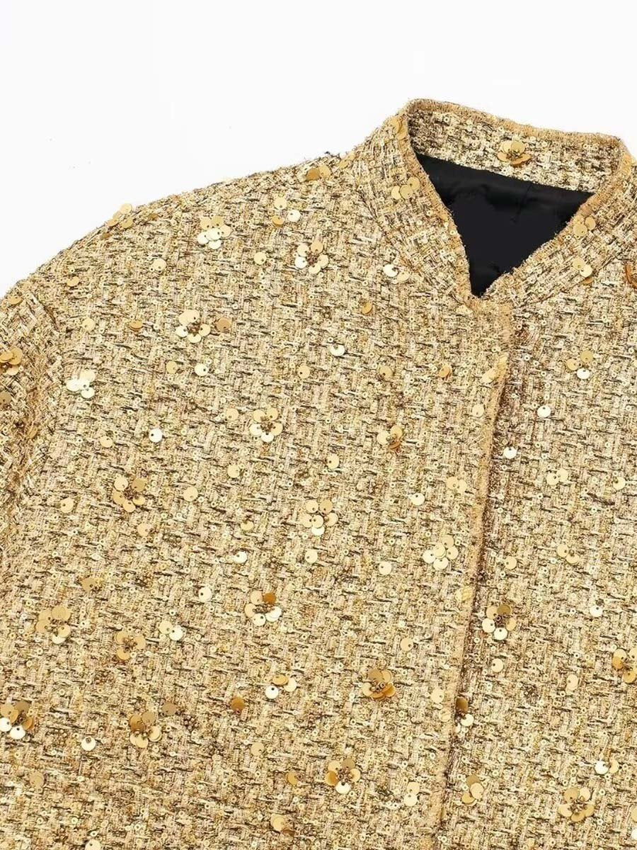 Women's Sequined Stand Collar Jacket