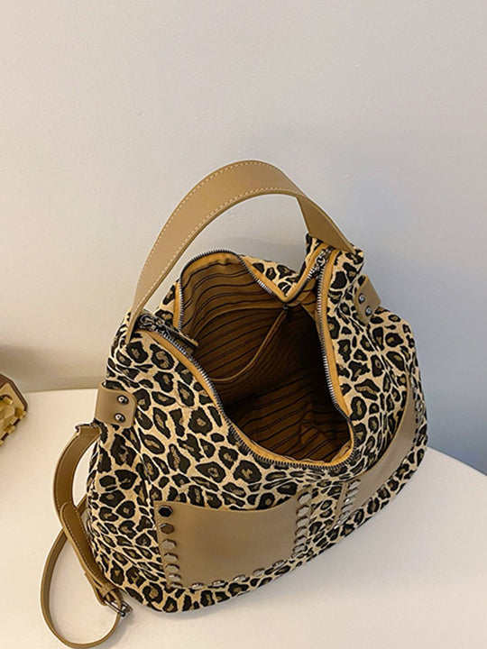 Vintage Casual Leopard Print Large Capacity Tote Bag