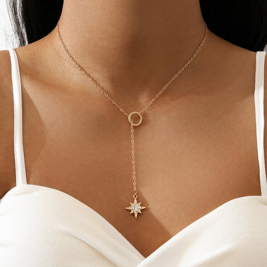 Elegant and Simple Design Eight-pointed Star Necklace