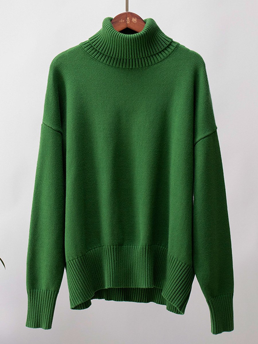 Turtleneck Loose Classic Versatile Solid Color Pullover Sweater