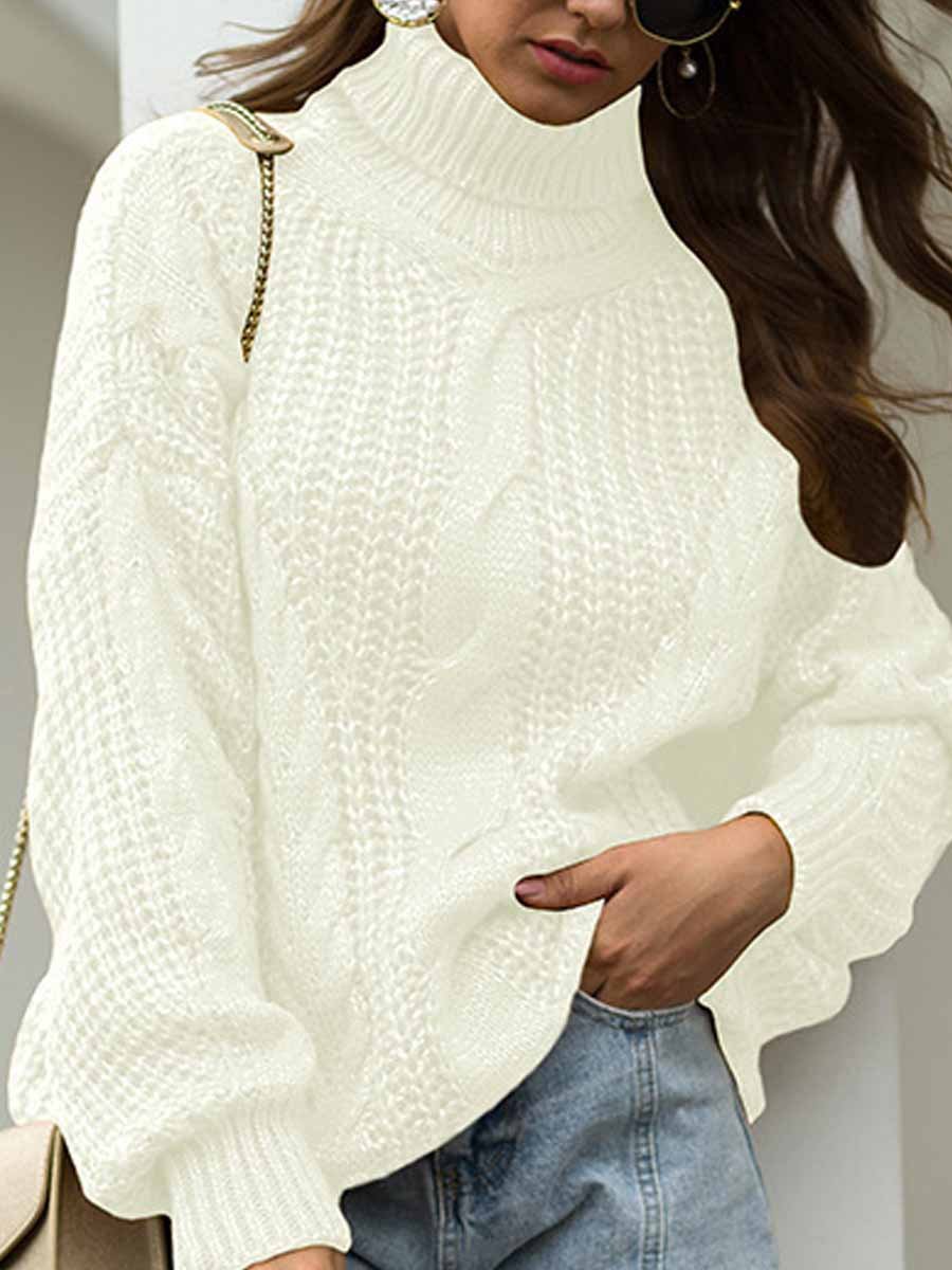 Thick Twist Turtleneck Knitted Sweater