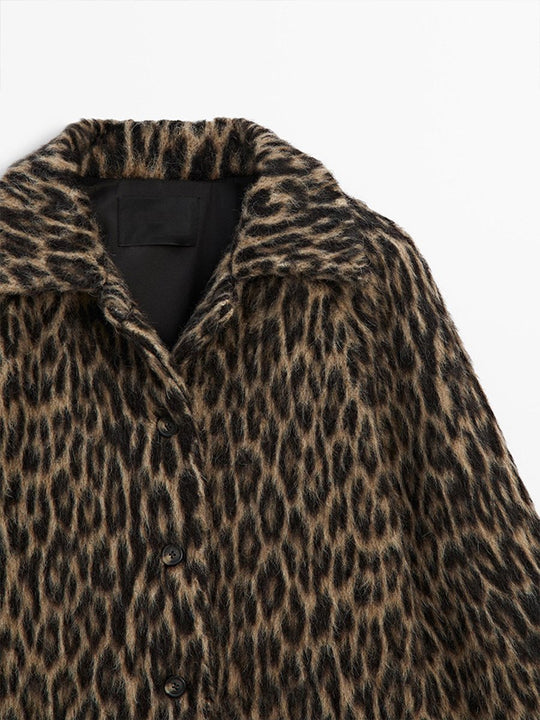 Lapel Leopard Fur Cropped Jacket