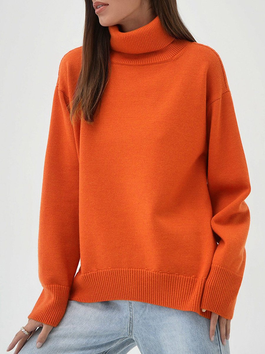 Turtleneck Loose Classic Versatile Solid Color Pullover Sweater