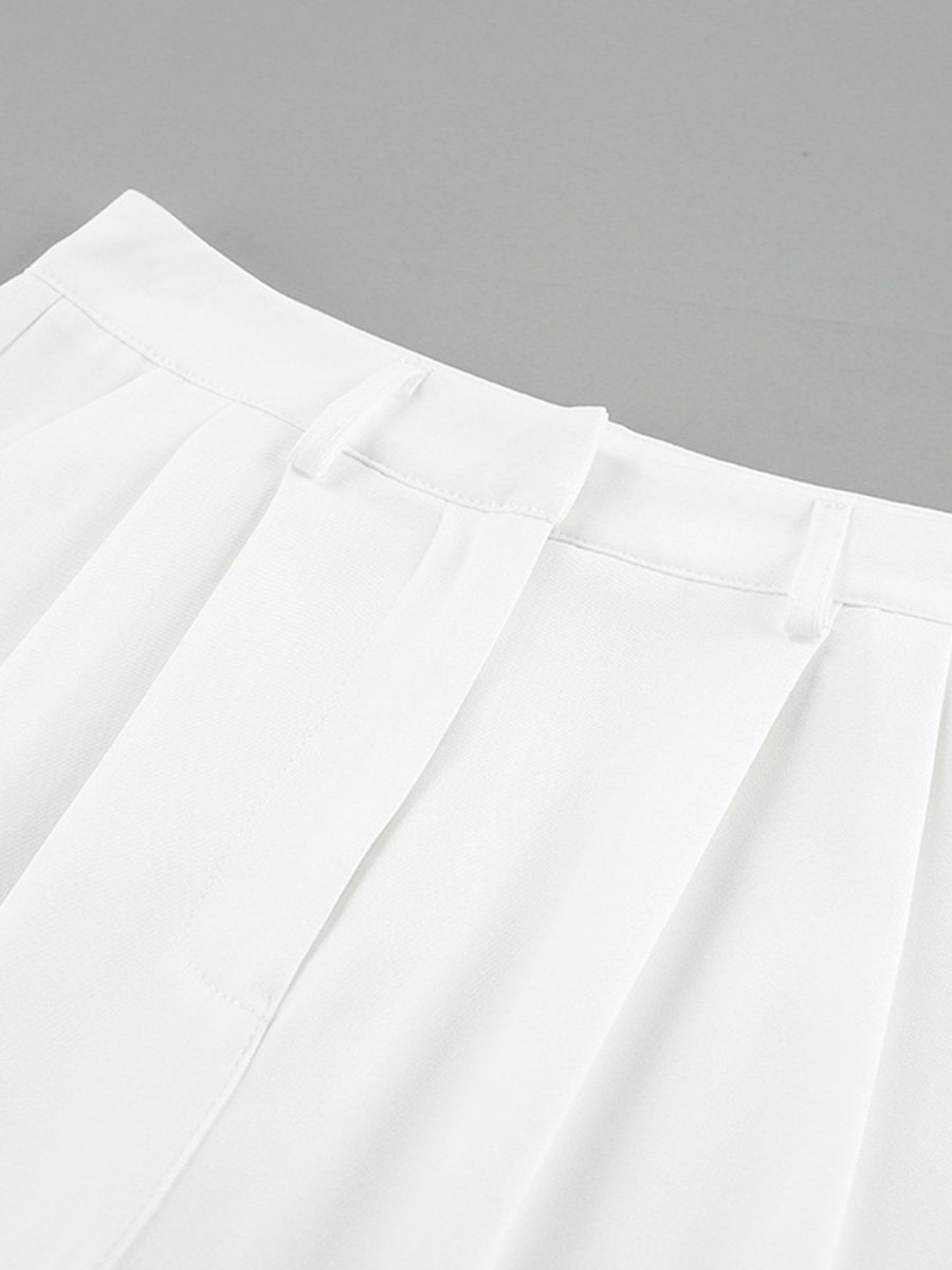 White Fashionable and Versatile Simple High Waist Trousers