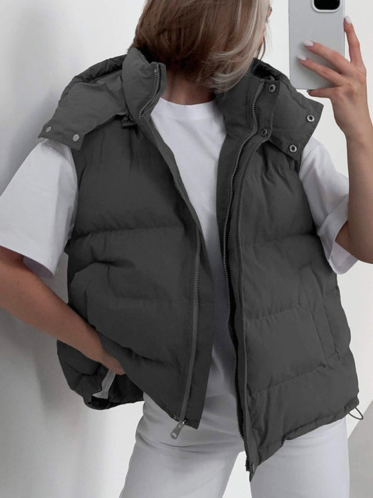 Fashion Outerwear Sleeveless Hooded Cotton Waistcoat