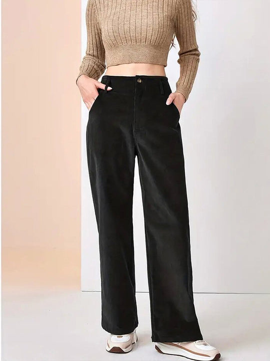 High Waist Slim Casual Drape Straight Pants