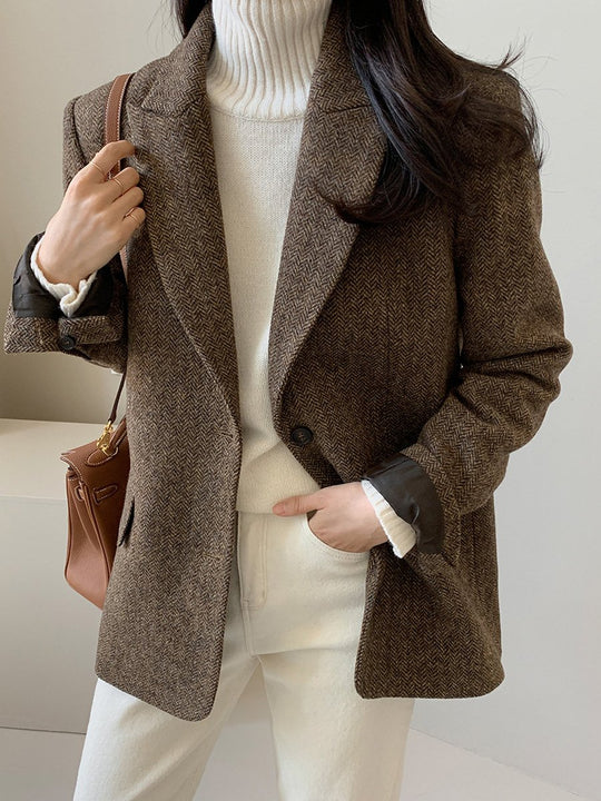 Solid Color Wool Suit Jacket