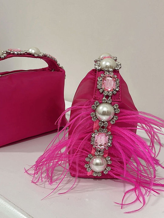 Diamond Pearl Satin Lunch Box Bag Evening Clutch