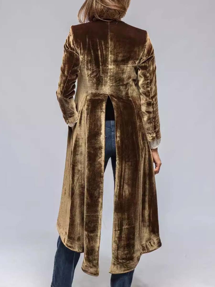 Women's Vintage Velvet Slit Long Cardigan