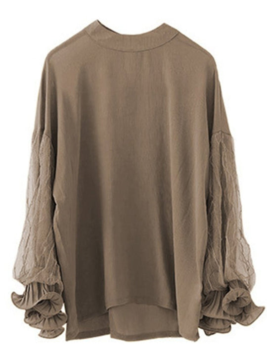 Loose Mesh Lantern Sleeve Shirt