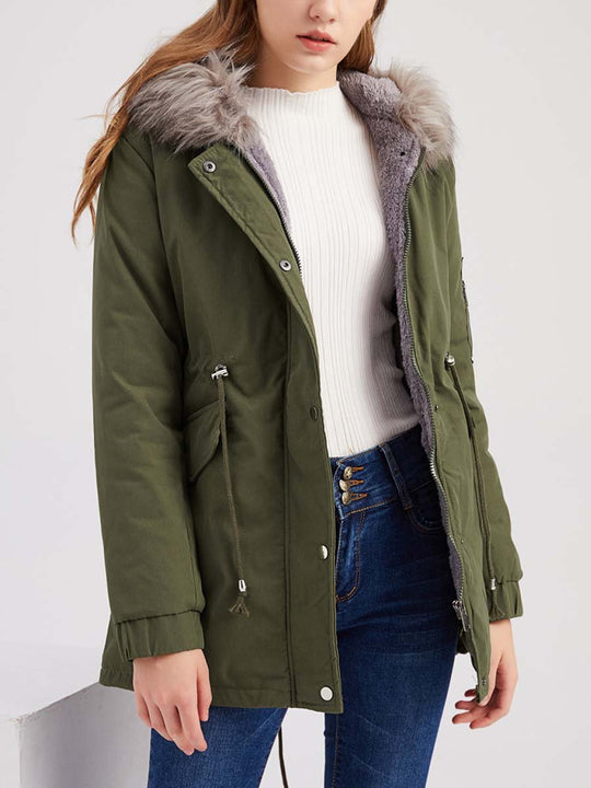 Women's Vintage Lined Hooded Parka Cotton Coat