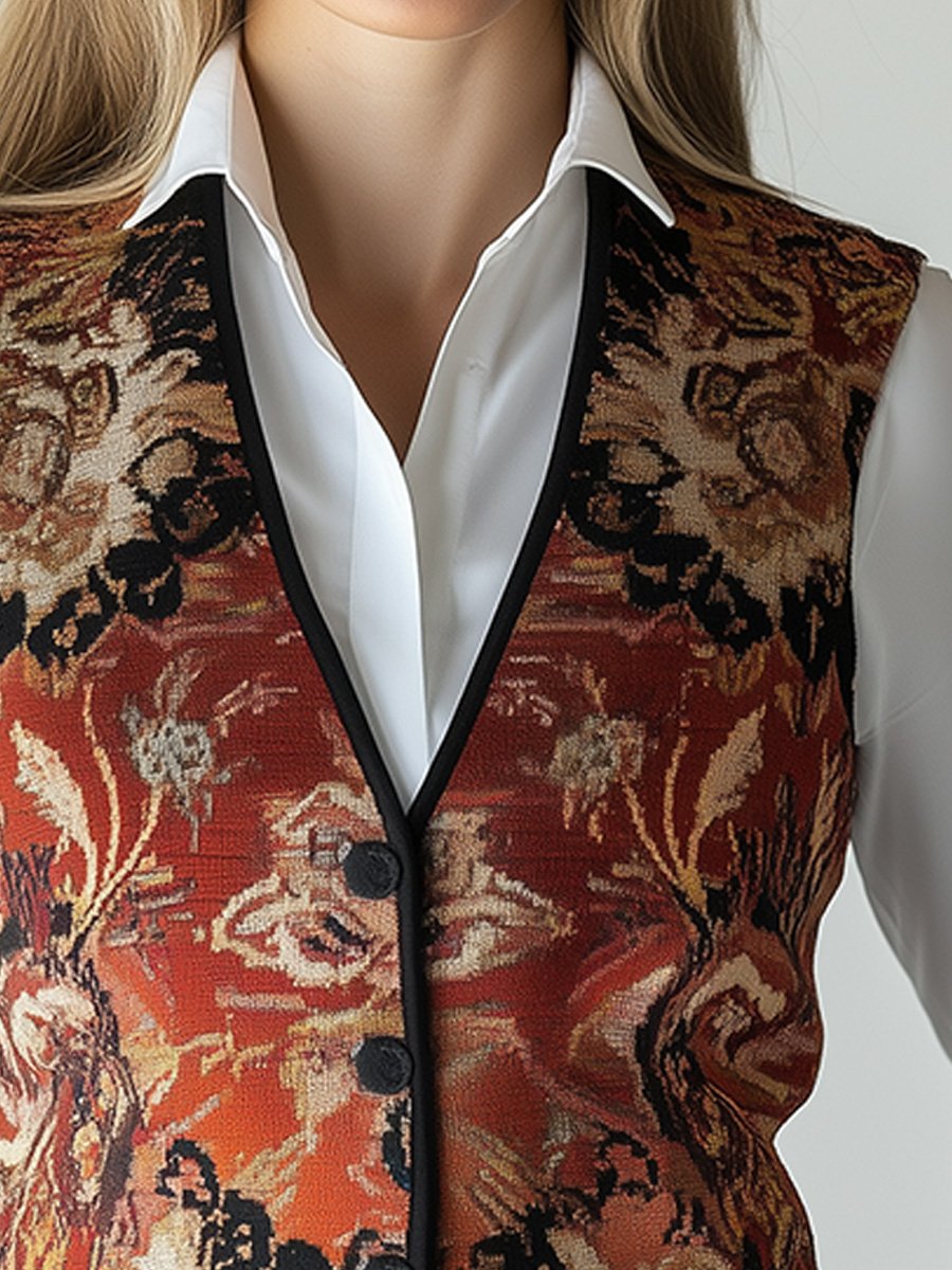 Vintage-Inspired Tapestry Waistcoat