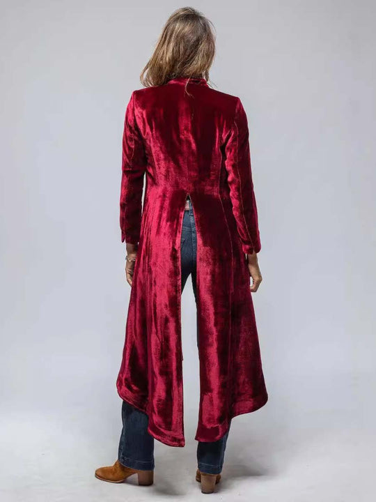 Women's Vintage Velvet Slit Long Cardigan