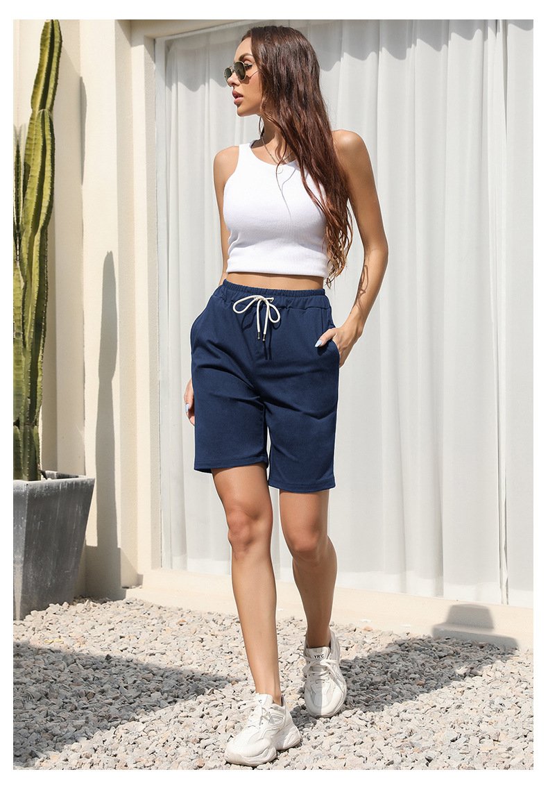 Elastic Drawstring Cropped Shorts 96816565YM