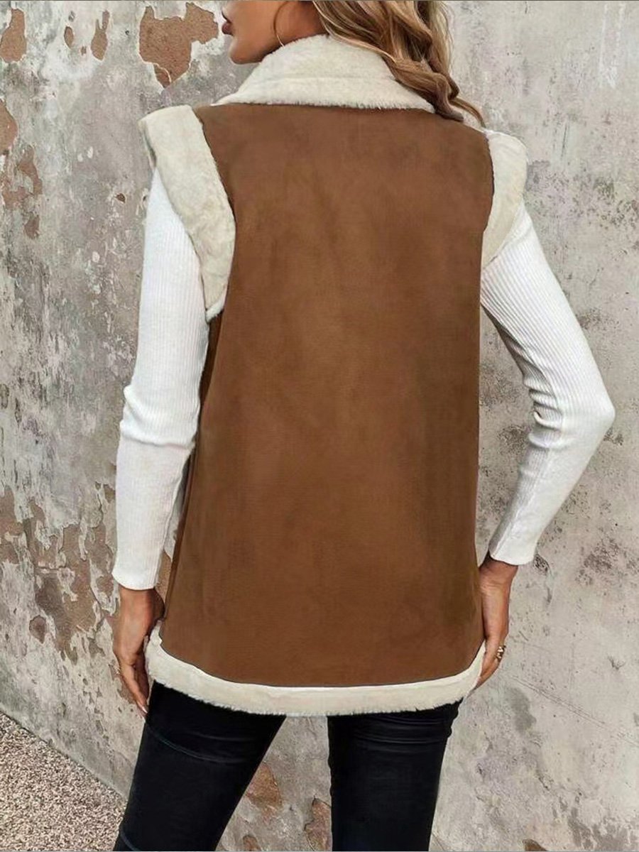 Fashionable Lambswool Patchwork Mid-length Waistcoat