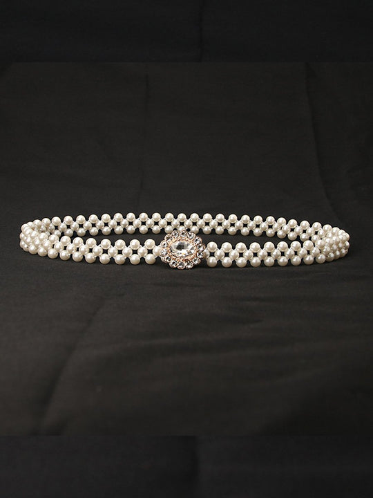 Women's Fashion Pearl Rhinestone Decorated Belt