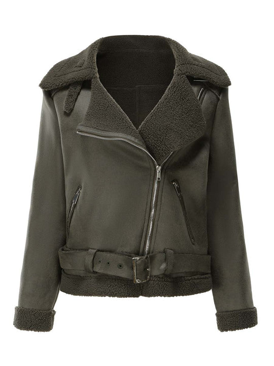 Women's Sherpa Belt Suede Jacket