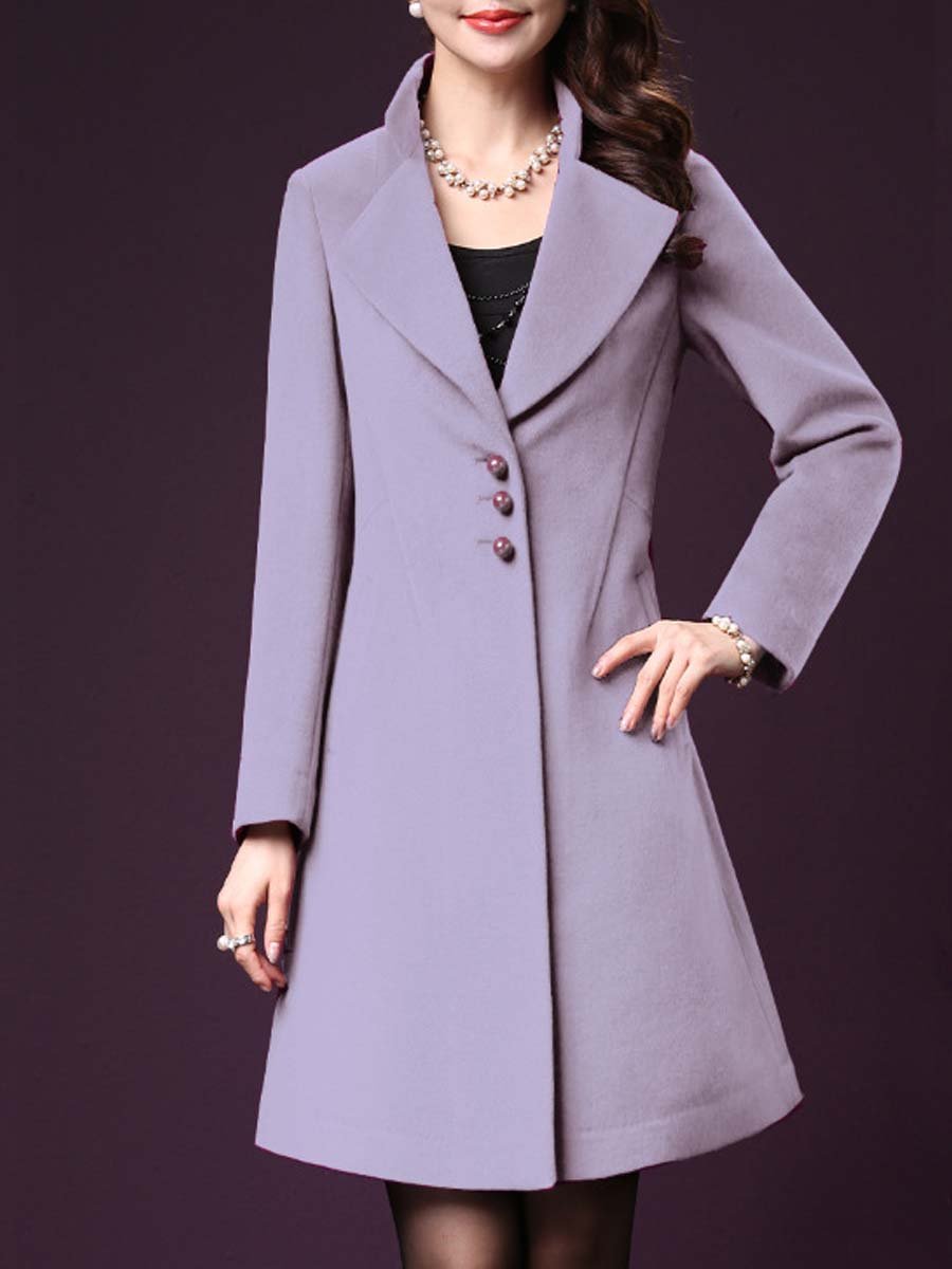 Women's Stand Collar Mid-lLength Woolen Coat