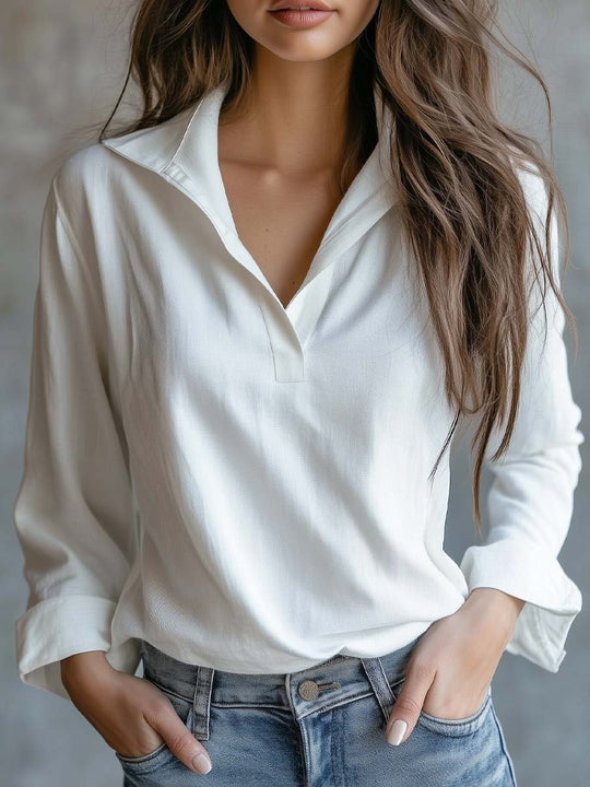 Women's Vintage Cotton And Linen Long Sleeve Blouse