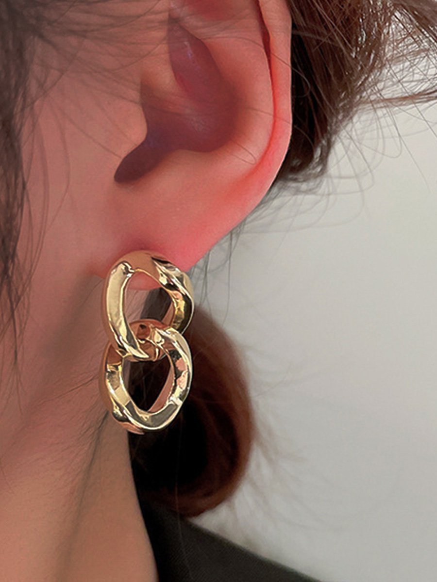 Fashionable and Versatile Metal Double Ring Earrings