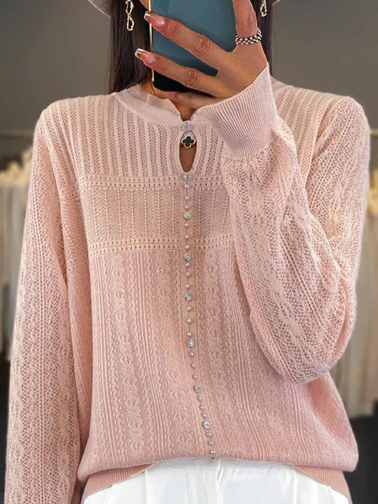 Pearl Flower Textured Pure Wool Sweater