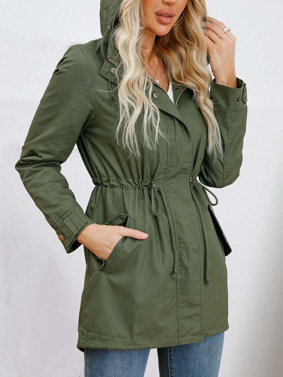 Women's Vintage Cotton Hooded Trench Coat