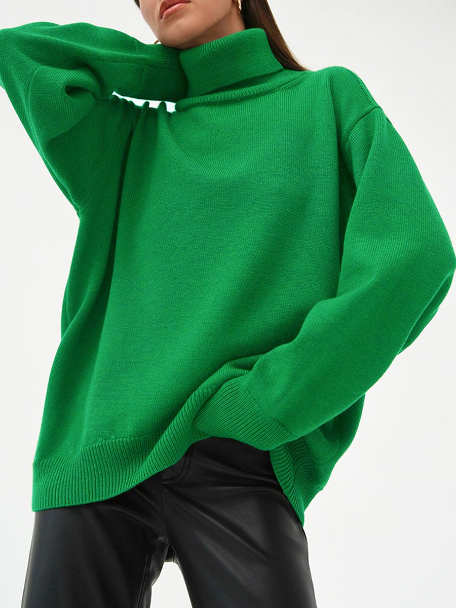 Turtleneck Loose Classic Versatile Solid Color Pullover Sweater