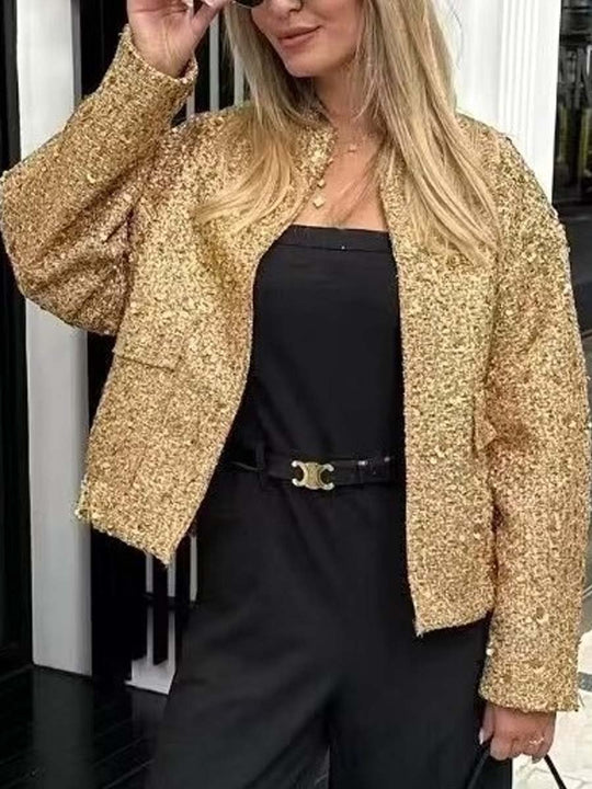 Women's Sequined Stand Collar Jacket