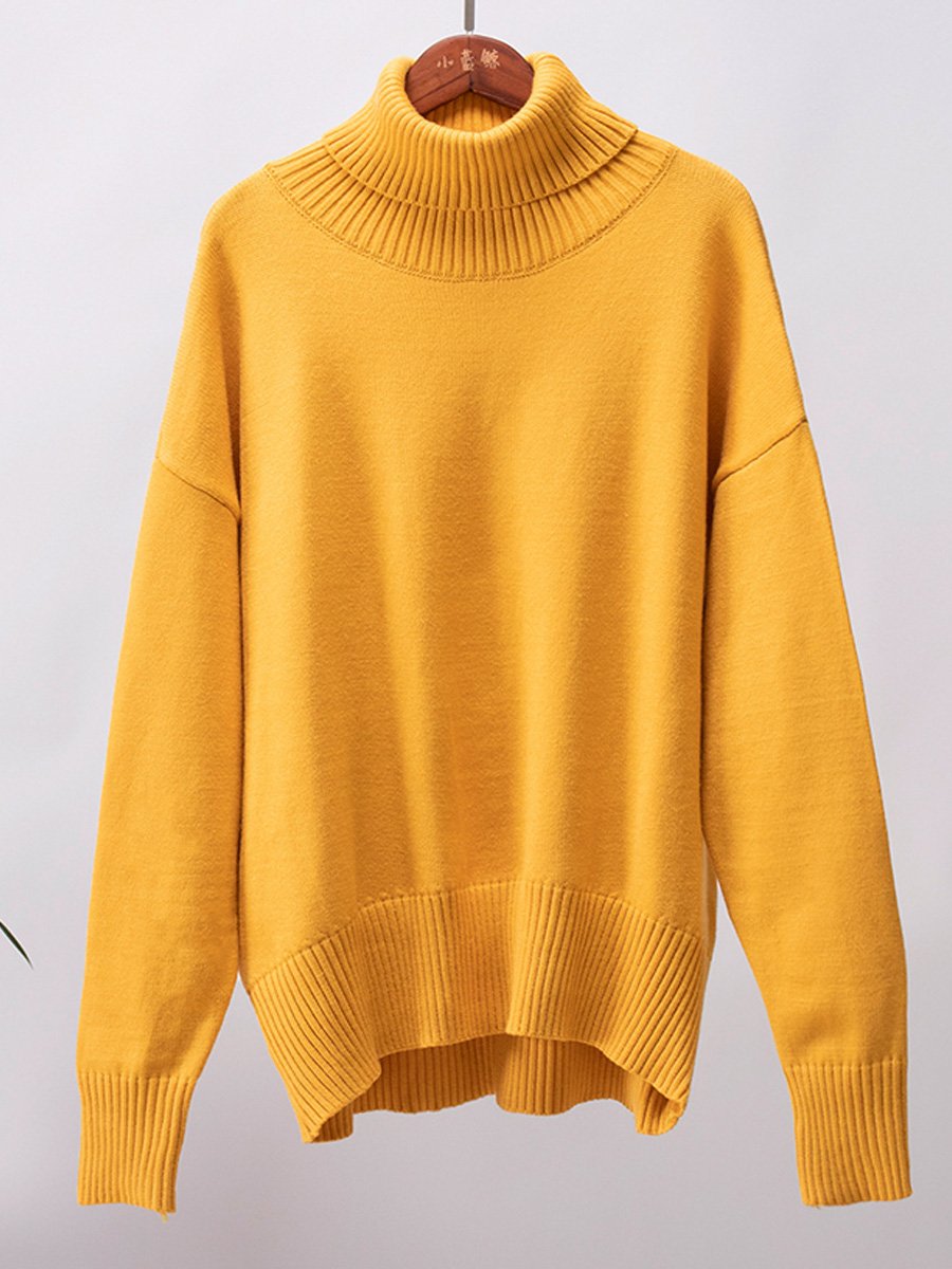 Turtleneck Loose Classic Versatile Solid Color Pullover Sweater