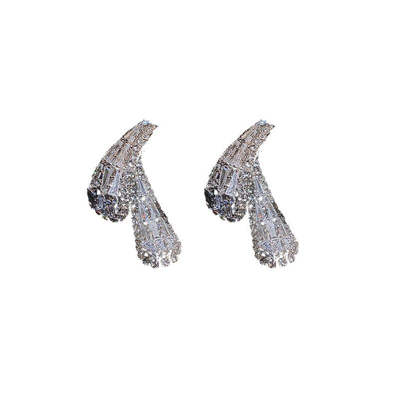 Silver Needle Full Diamond Temperament All-match Earrings