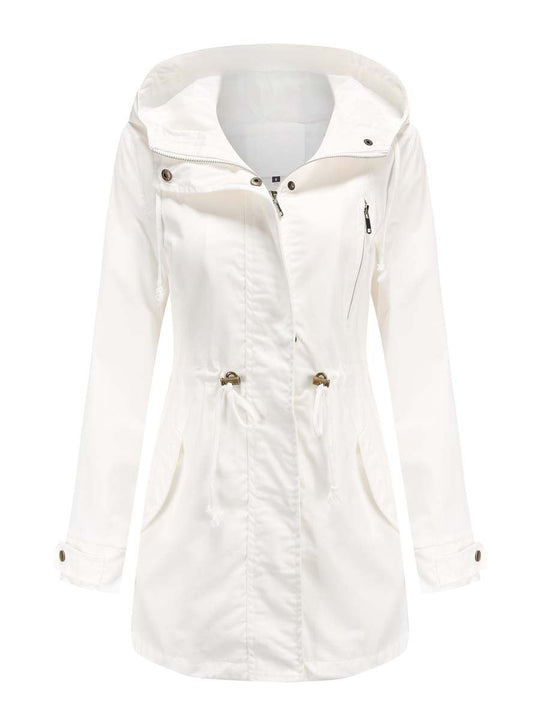 Women's Vintage Cotton Hooded Trench Coat