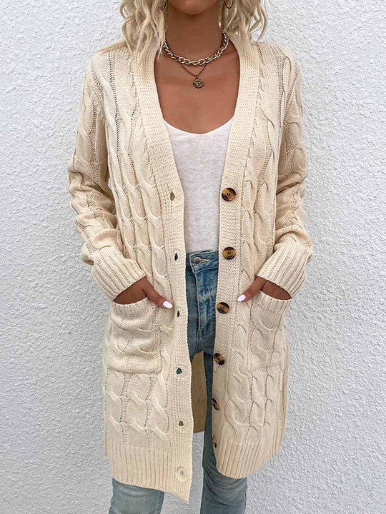 Cable Button Knit Cardigan