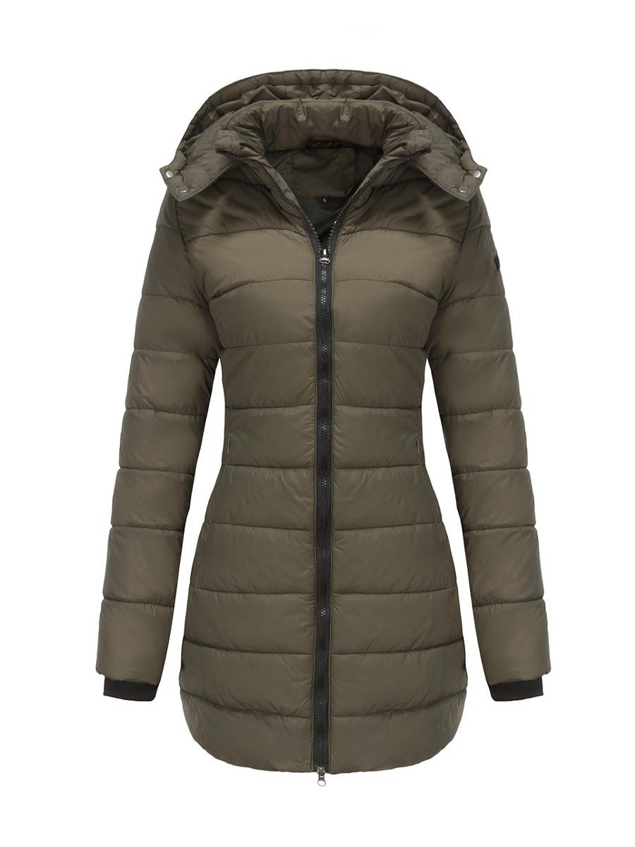 Women's Retro Water-Repellent Removable Hood Long Sleeve Coat