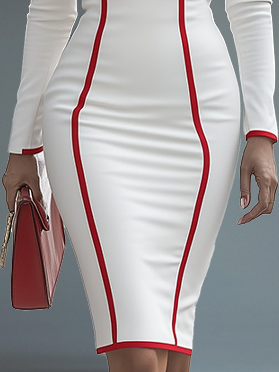 White Fashion Classic Slim Midi Dress