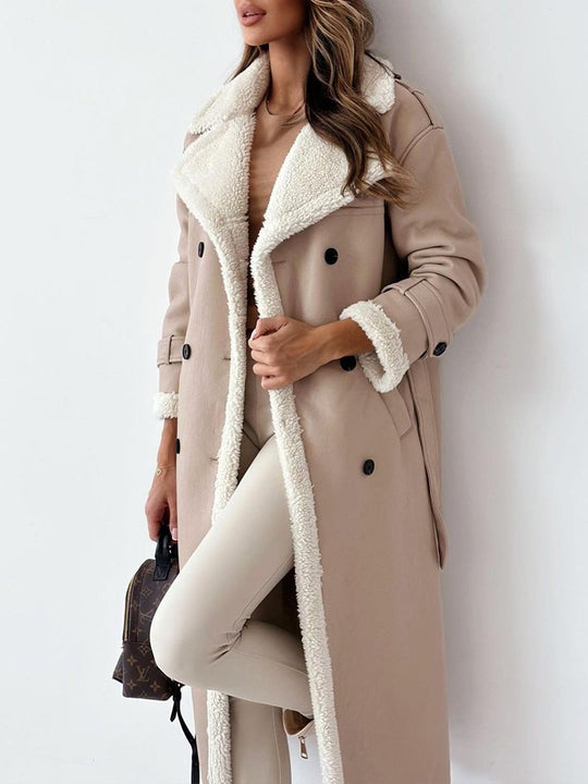 Double-layer Stand-up Collar Composite Fur Coat