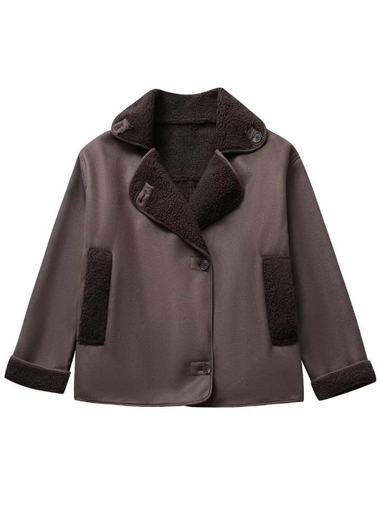 Women's Warm Loose Lambskin Lining Jacket