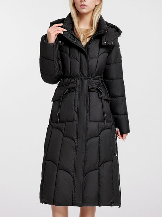 Fashionable Hooded Warm Waist Slim Down Jacket