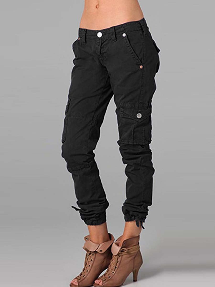 Women's Pocket Zipper Casual Pants