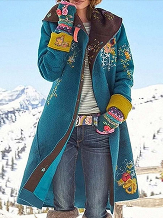 Women's Vintage Printed Long Sleeve Coat