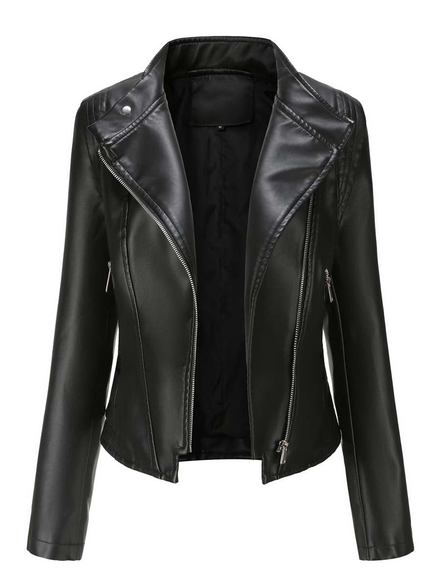 Women's Lapel Slim Leather Jacket