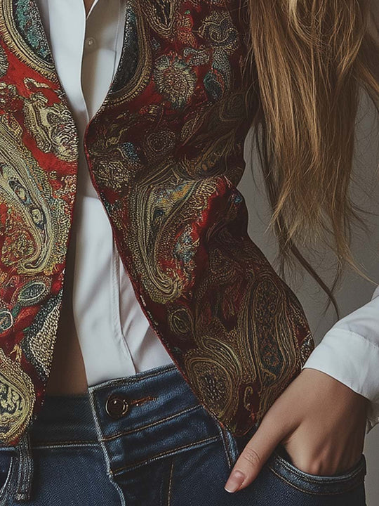 Womens Vintage Paisley Printed Vest