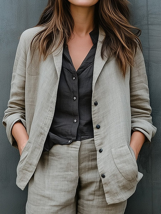 Casual and Comfortable Cotton and Linen Suit