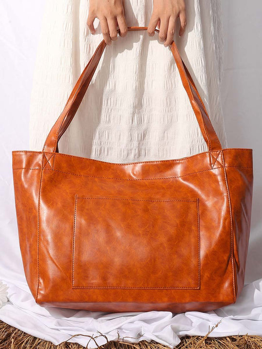 Vintage Waxed Leather Large Capacity Tote Bag