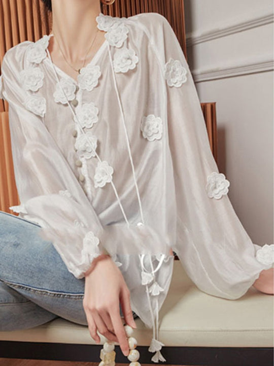 French Style Lantern Sleeve Shirt