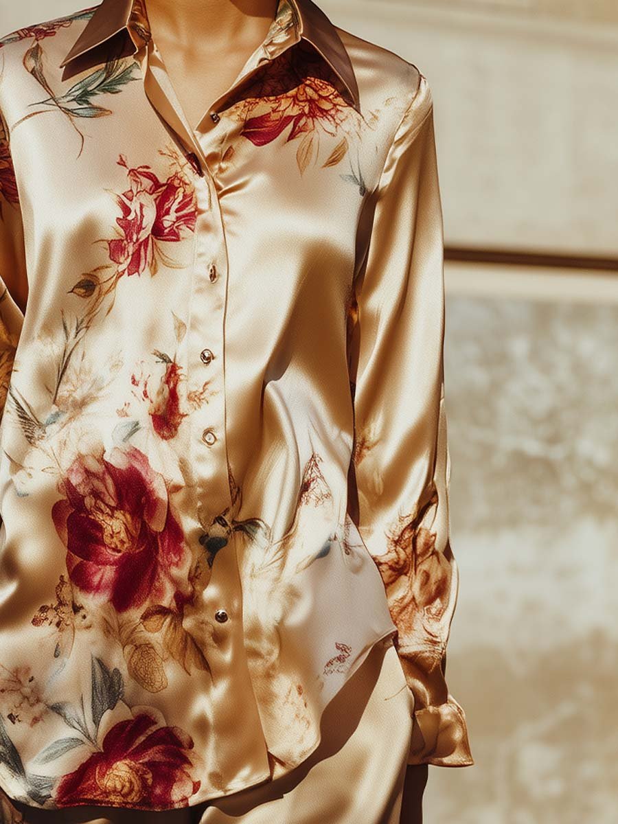 Golden Bloom Satin Blouse