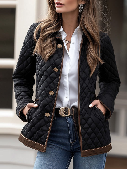 Casual Fashion Lapel Quilted Zippered Padded Jacket