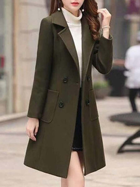 Women's Slim Fit Waisted Woolen Coat