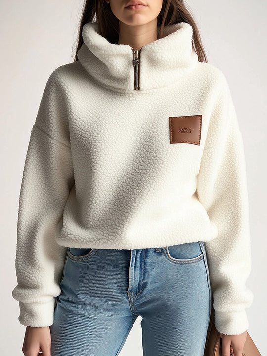 Women's Casual Sherpa Zipper Turtleneck Sweatshirt