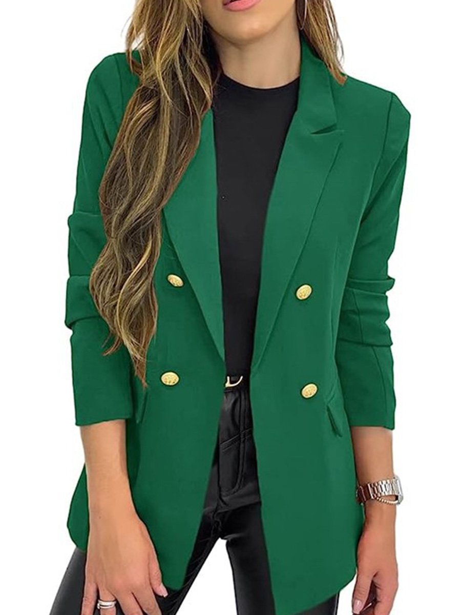 Women's Solid Color Casual Long Sleeve Lapel Button Blazer